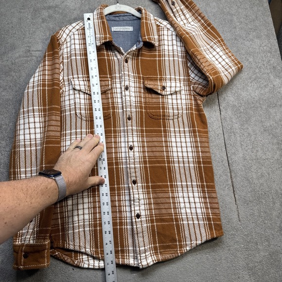 Outerknown Men's Brown White Plaid Blanket Shirt Small Organic Cotton Flannel - Picture 4 of 11
